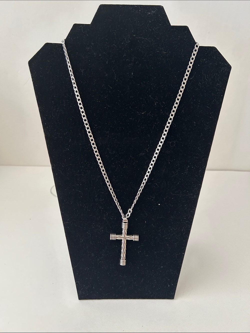 Stainless steel silver tone -Tone Cross Pendant Necklace